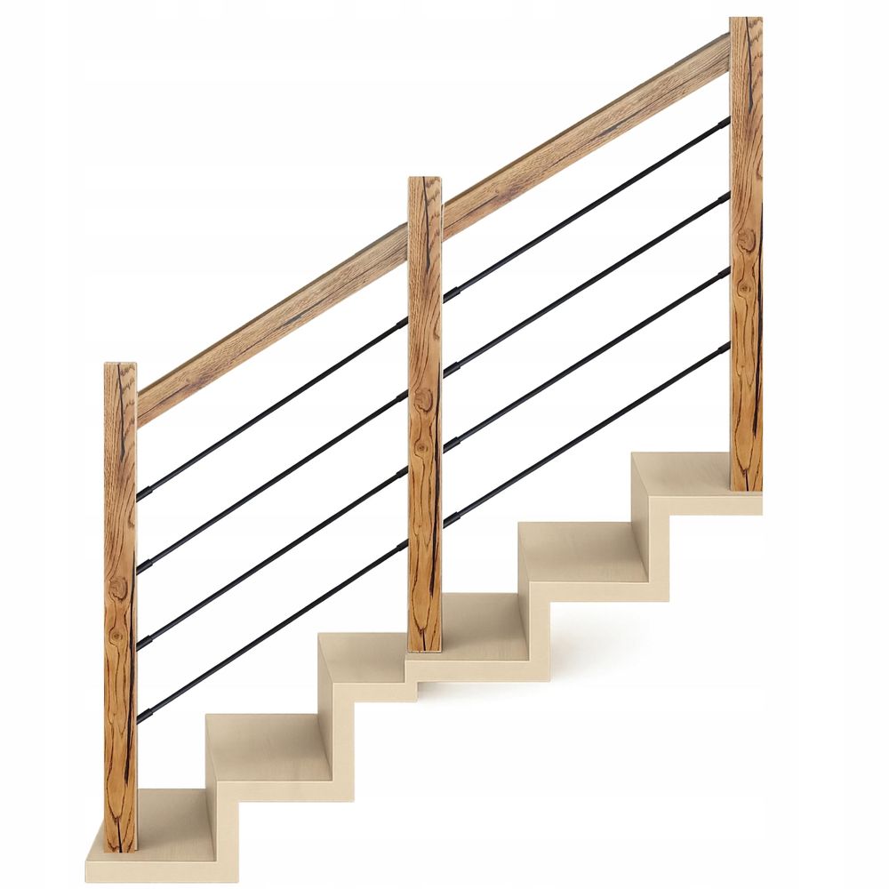 Treppengeländer, Kompletter Montagesatz, Eichenholz, Balustrade