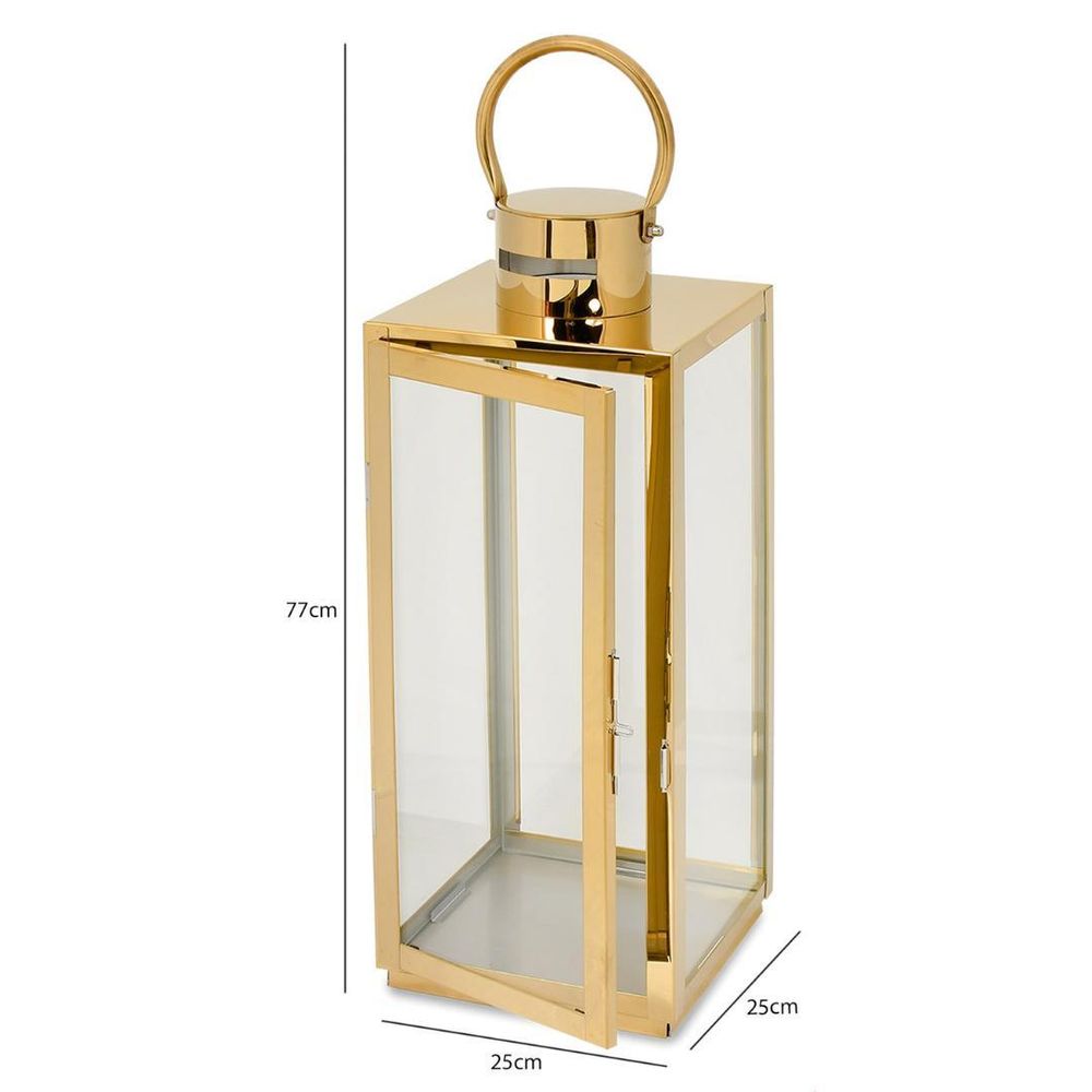 SEVICO Laterne XXL Gartenlaterne Gold Metall Windlicht Kerzenhalter Kerzenleuchter Kerzenständerr Wohnzimmer Garten F87