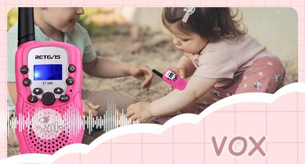 Retevis RT388 Walkie Talkie, Spielzeug ab 4-12 jahre mädchen jungen, 8 Kanal, 3KM, Taschenlampe, VOX,DCS/CTCSS, für Camping Spielen