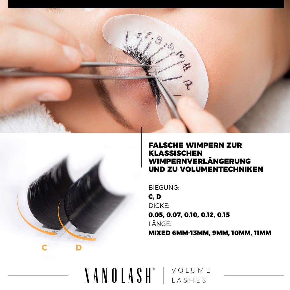Nanolash VOLUME LASHES Falsche Wimpern Set Extensions 6-13 mm