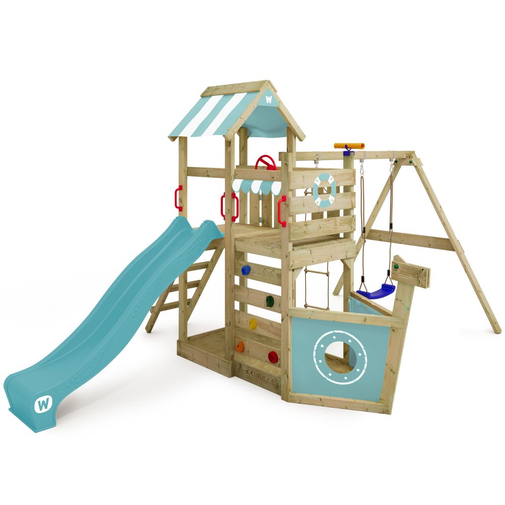 Spielturm Wickey SeaFlyer mit Schaukel und Sandkasten in Himmelblau