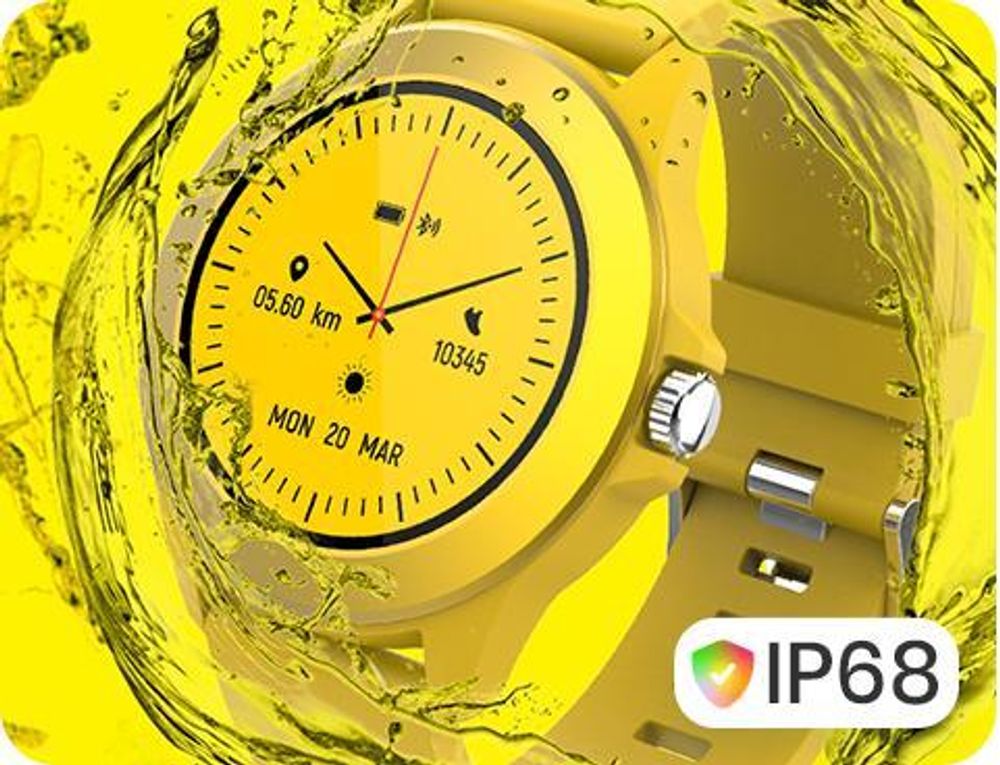 Forever Colorum CW-300 Smartwatch Tracker Wasserdicht IP68 Multi-Sport-Funktion Armband Uhr Bluetooth, Benachrichtigungen aus der App, Musiksteuerung für Android iOS Gelb