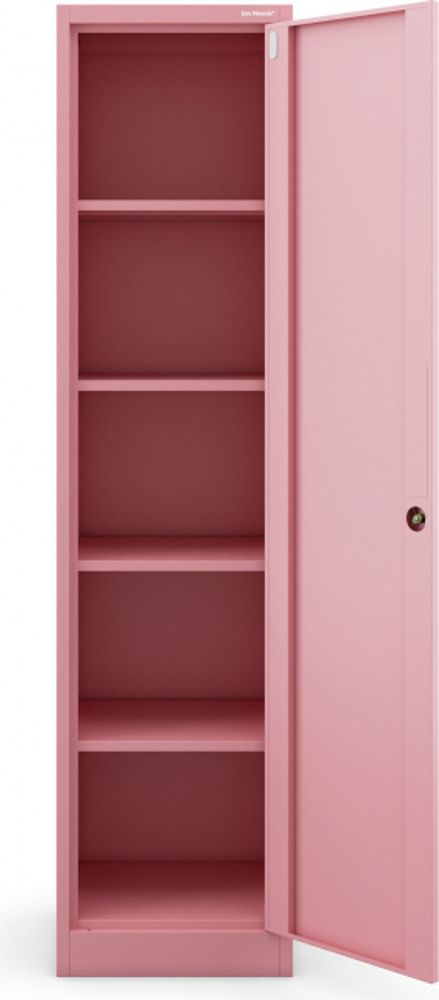 Büroschrank Aktenschrank Metallschrank Lagerschrank 4 Fachböden Flügeltür Pulverbeschichtung Stahlblech 185 cm x 45 cm x 40 cm Farbe: Rosa