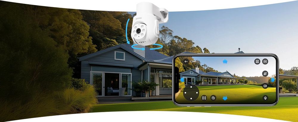 ZOSI 2MP Kabelgebunden Überwachungskamera Set mit Audio, 8CH 500GB DVR und 4X PTZ TVI Aussenkameras, Personen- und Fahrzeugerkennung