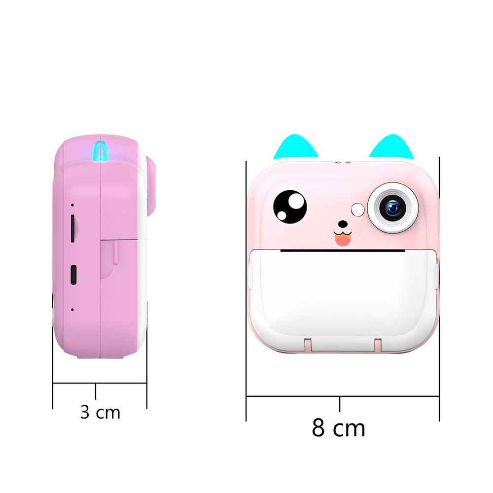 Mini Thermodrucker, Kinderkamera Bluetooth Multifunktions-Fotodrucker Sofort-Minidrucker kabelloser für Smartphone 2,5” 48 MP mit 11 Papierrolle Retoo