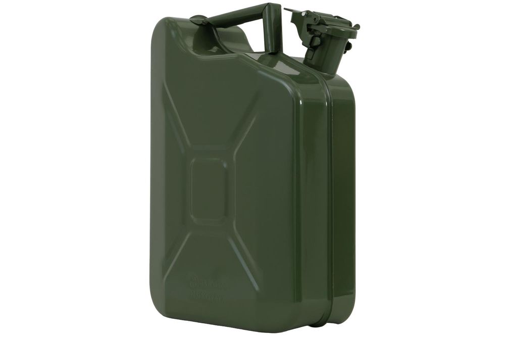 HERMON Metallkanister 10 l, grüner Benzinkanister für Auto und Garten