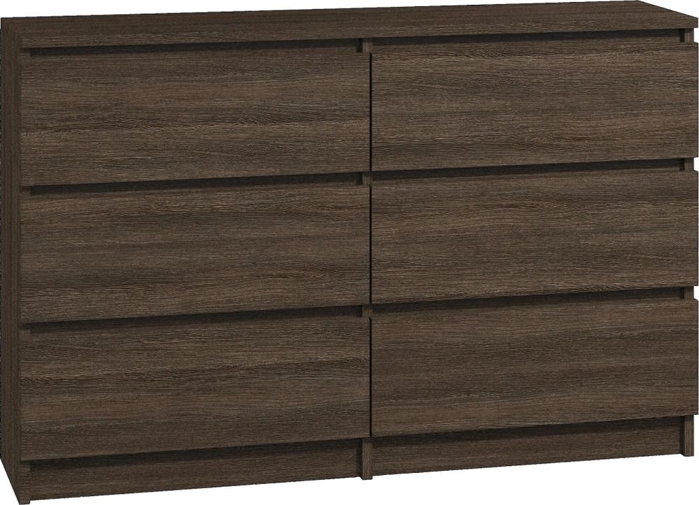 Kommode in Wenge-Optik mit sechs geschlossenen, grifflosen Schubladen