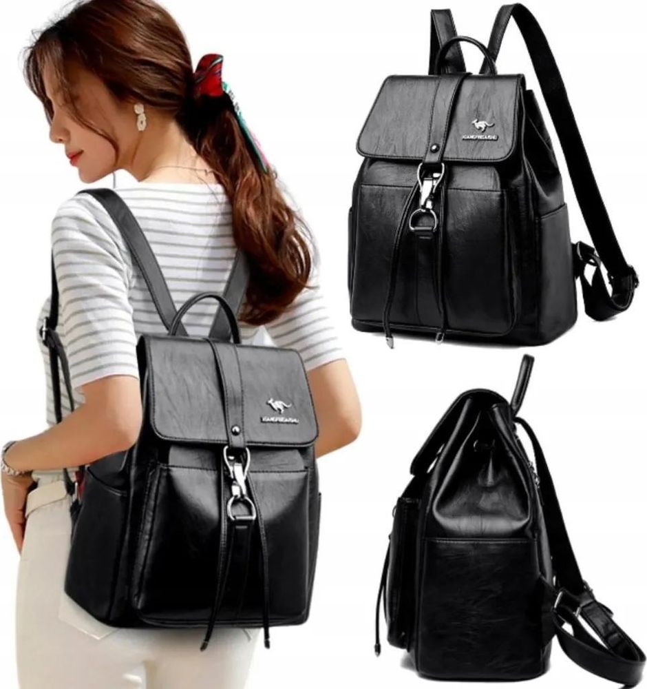 Damenrucksack Schwarz - Eleganz für jeden Tag - Vintage-Design - Komfortabel und vielseitig - Maximale Organisation - Hochwertiges Material - Stilvoll