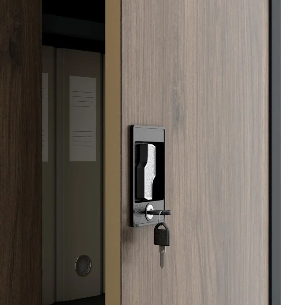 Büroschrank Aktenschrank Metallschrank Lagerschrank 4 Fachböden Flügeltür Pulverbeschichtung Stahlblech 185 cm x 45 cm x 40 cm (anthrazit-holzoptik)