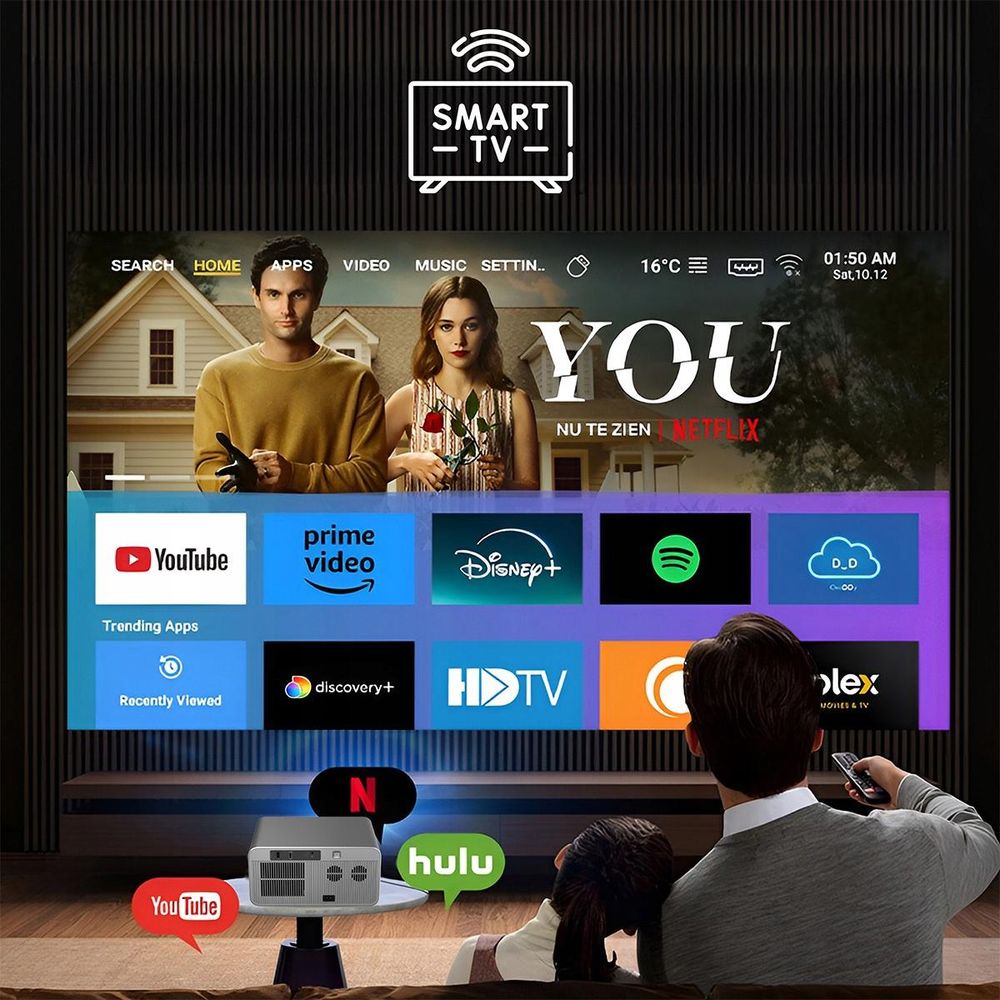 Beamer - Projektor Android Google TV FULL HD 4K - 39000 lm - WiFi 6 - lBluetooth 5.2