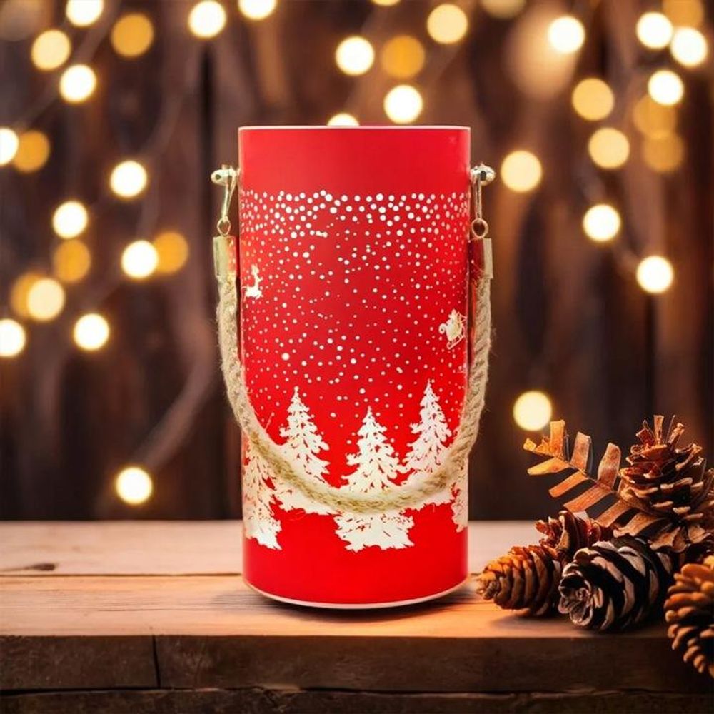 Weihnachts-Glaslaterne, Weihnachtsgeschenk FCL-10 rot-gold L Forever Light