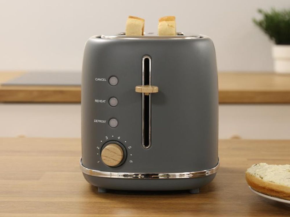 Briebe SKT1177GRY Nordic Set Toaster 2 Scheiben Breite Schlitze + Wasserkessel Induktion 2,3 L Grau
