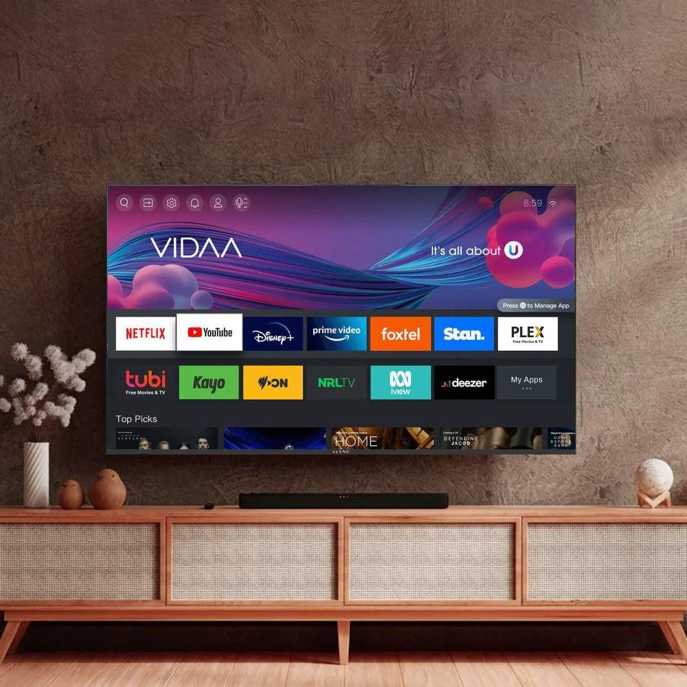 Kiano Elegance Fernseher - Vidaa Smart TV - 32 Zoll - LED - HD Ready - VIDAA - WiFi - Miracast - PVR-Recorder - Tuner DVB-T2/S2 - Dolby