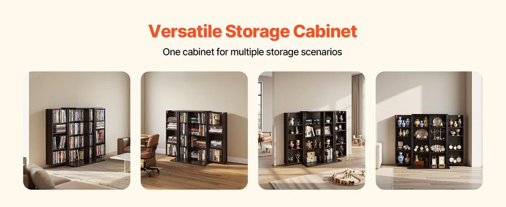 VEVOR Medienregal, 4-Ebenen DVD-Regal, 610x368x846 mm Medienschrank, Multimedia-Aufbewahrung für CDs, DVDs, Bücher, Spiele, CD-Regal für Wohnzimmer, Homeoffice, Aufnahmeraum, Braun