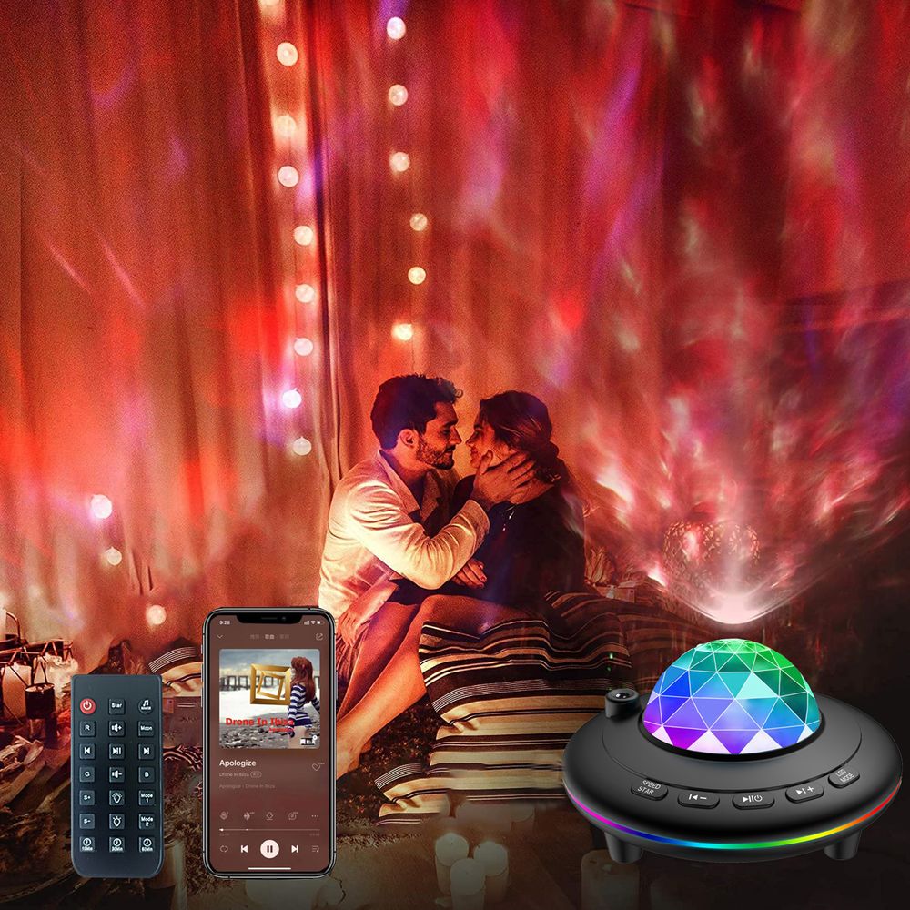 LED Sternenhimmel Projektor, Nachtlicht mit Sternen und Galaxis Effekten, Bluetooth Lautsprecher, Fernbedienung, Timer, RGB Farben Retoo