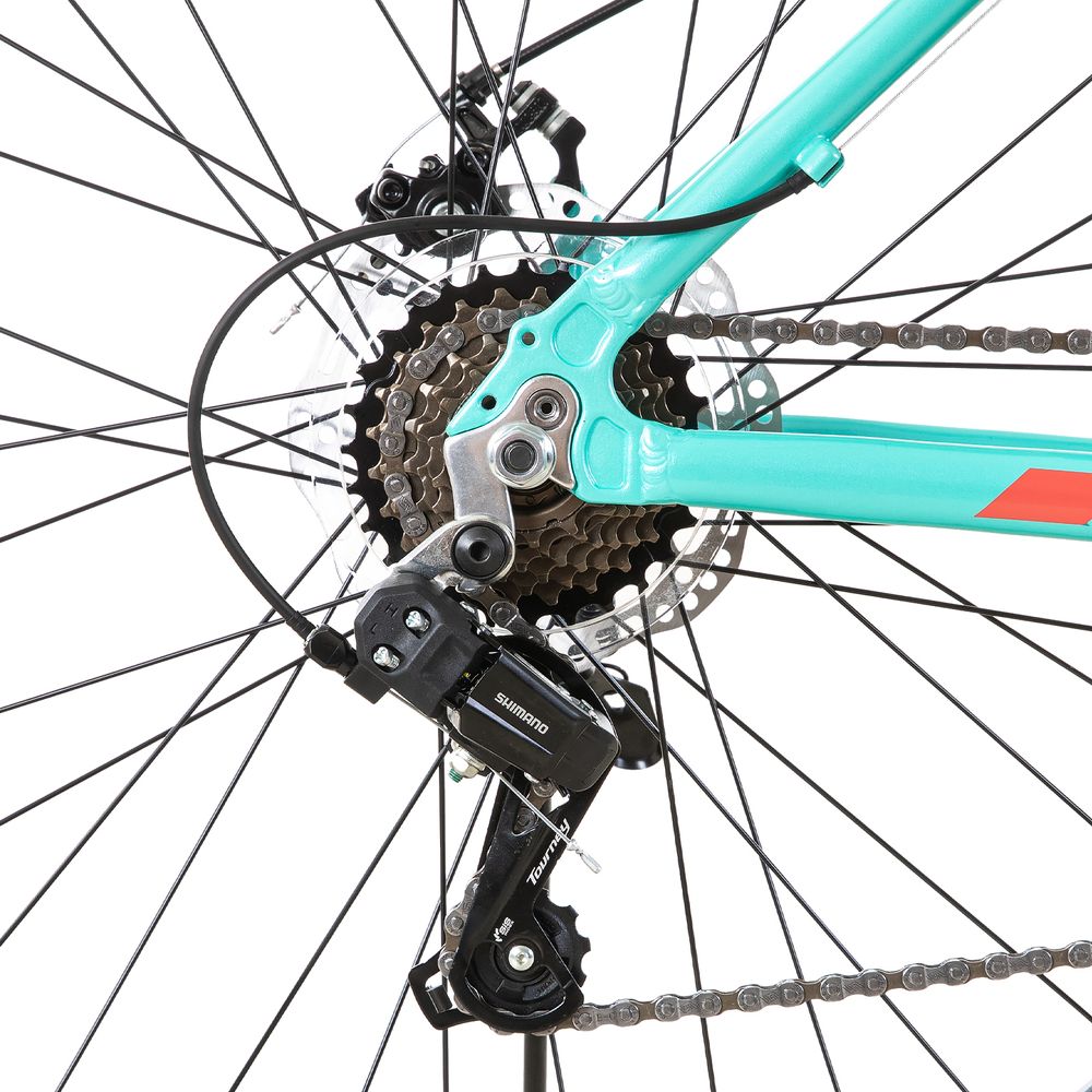 HILAND 26 Zoll Mountainbike Damen mit Lock-Out Federgabel 21 Gang Shimano Aluminiumrahmen Doppelscheibenbremse Studenten-Pendlerfahrrad, Mint grün
