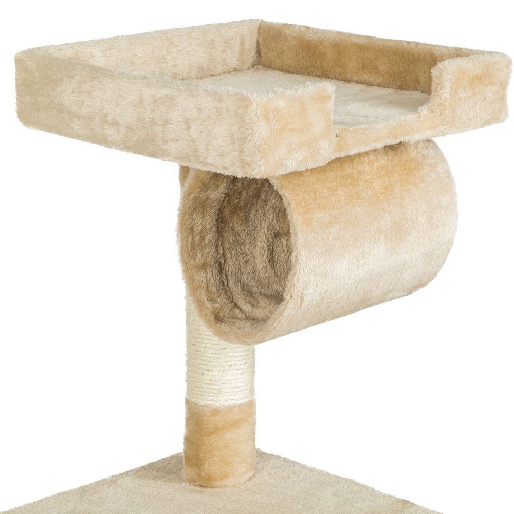 tectake® Kratzbaum Marcel 141 cm inklusive Treppe, Spielkordel und Kippschutz