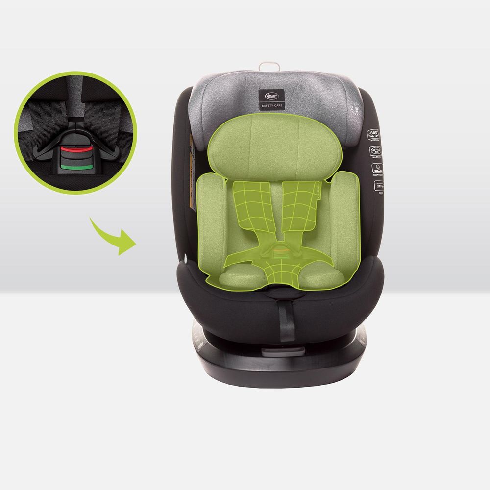 4Baby | Detská autosedačka - s 360-stupňovým otočným systémom Isofix, I-SIZE, 0-36 kg, 40-150 cm, otočená po smere jazdy aj proti smeru jazdy