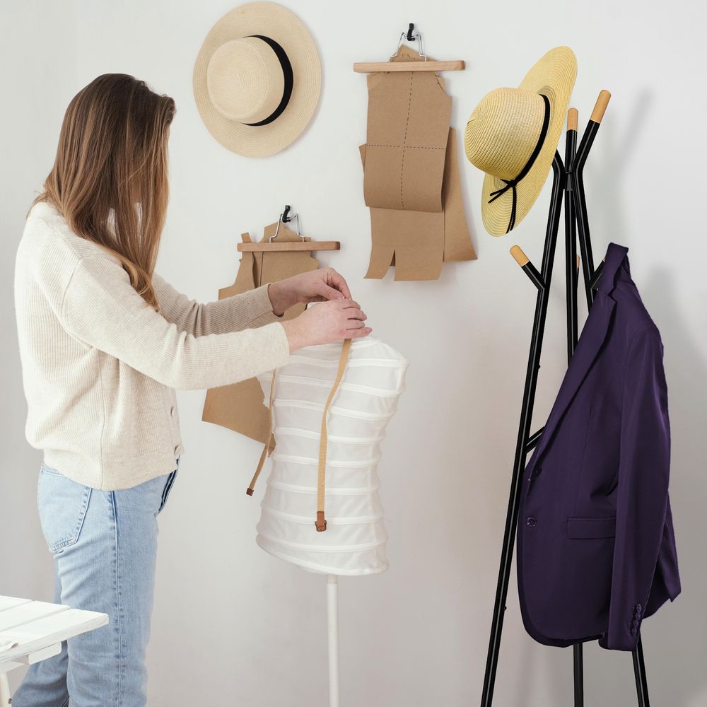 Kleiderständer 9 Haken 172 cm Metall Kleiderstange Garderobenständer Ablage Modern Design Garderobe Schwarz Retoo