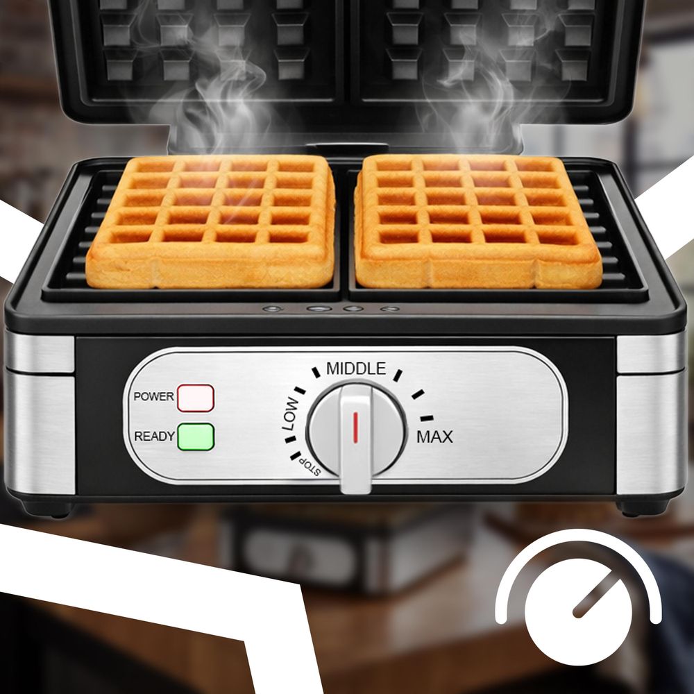 Zwei große belgische Waffeln auf einmal backen