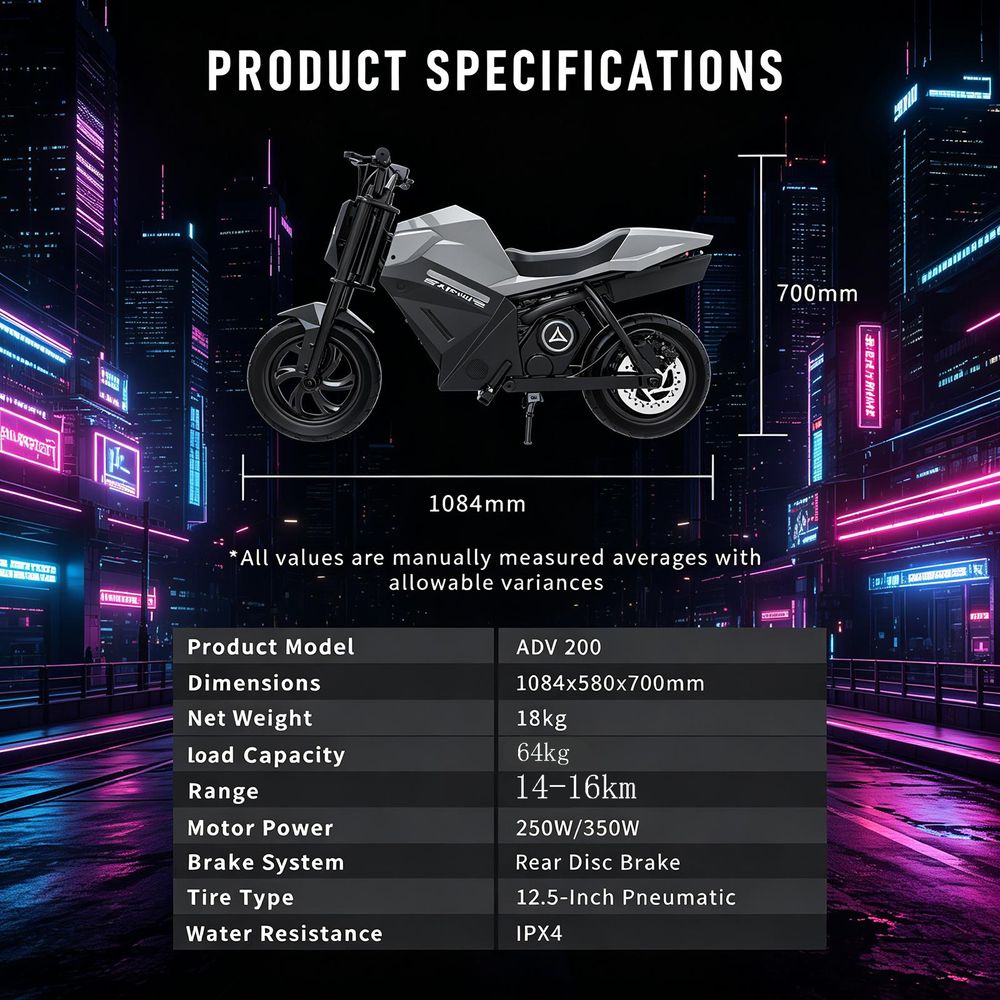 Elektro Motorrad Kinder 12,5 Zoll, 250W Elektromotorrad mit 21,6V 4Ah Lithium-Akku, bis 16 km/h, Luftreifen, Ambientebeleuchtung, Ab 8 Jahren, Grau