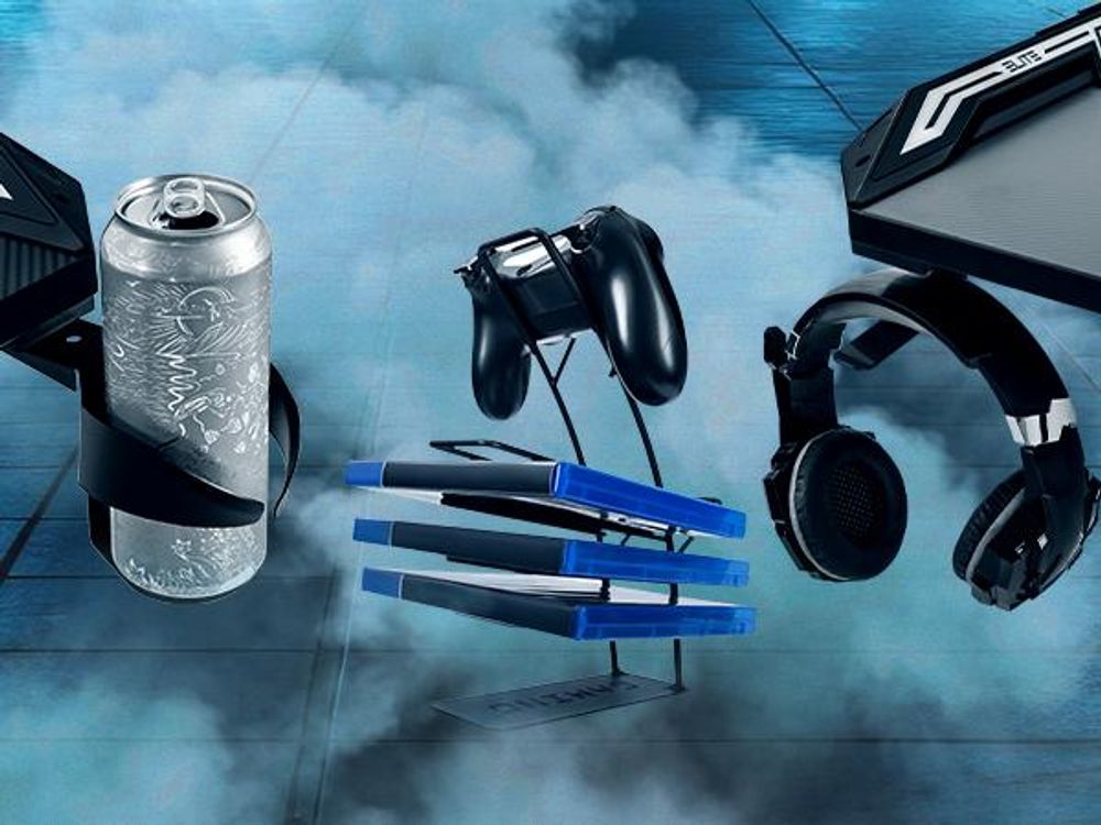Elite Gaming Schreibtisch | Computertisch - Gamingtisch - Bürotisch - Tisch - RGB-Beleuchtung - Controller-, Headset- & Getränke Halterung 115 x 69 cm