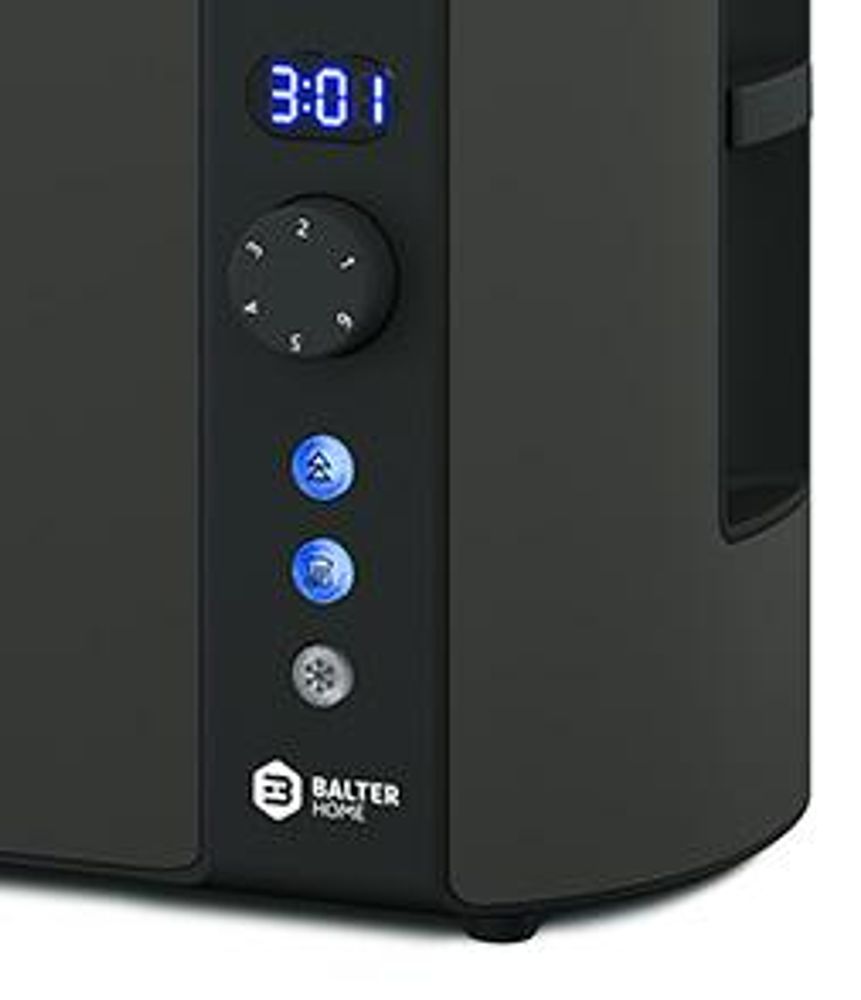 Balter Toaster 4 Scheiben, Edelstahl, Langschlitztoaster mit Brötchenaufsatz, 1500W, LCD Display, Defrost-/Aufwärmfunktion, Krümelschublade, Grau