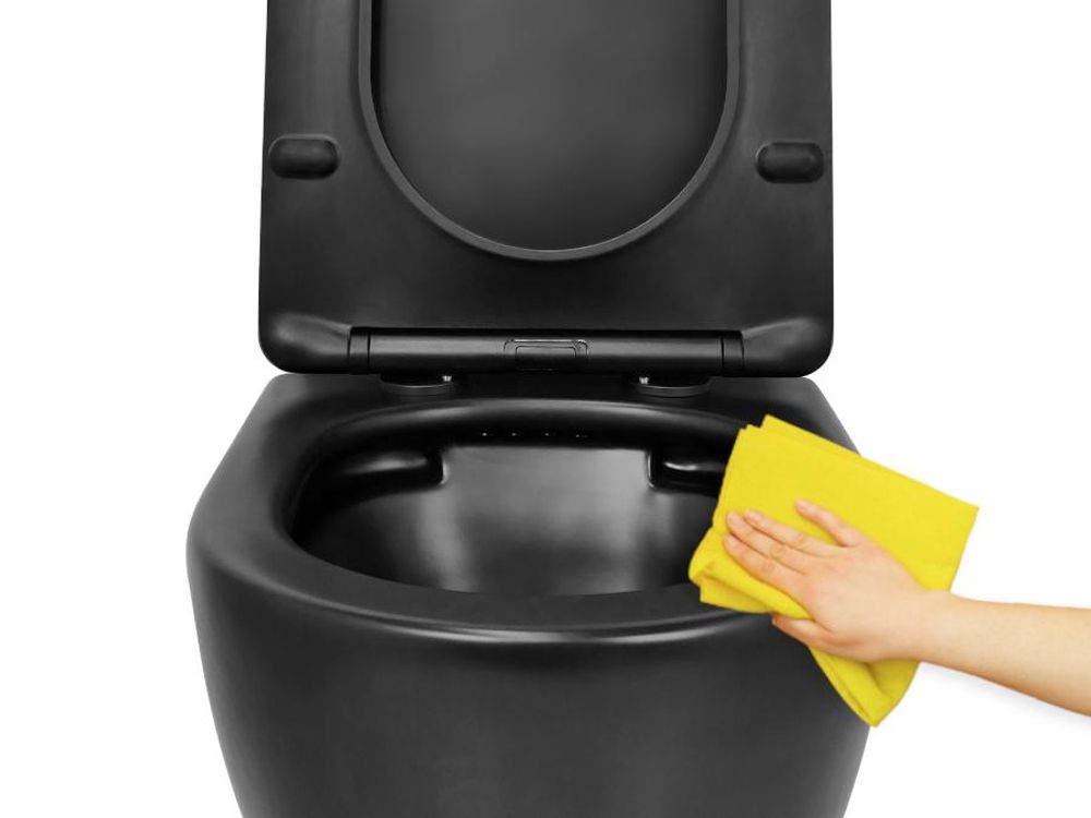 LAVITA Wand-WC Brava Black Hänge Toilette WC Sitz Toilettendeckel mit Absenkautomatik & Metallscharniere Hängend Toiletten Tornado Spülsystem Schwarz