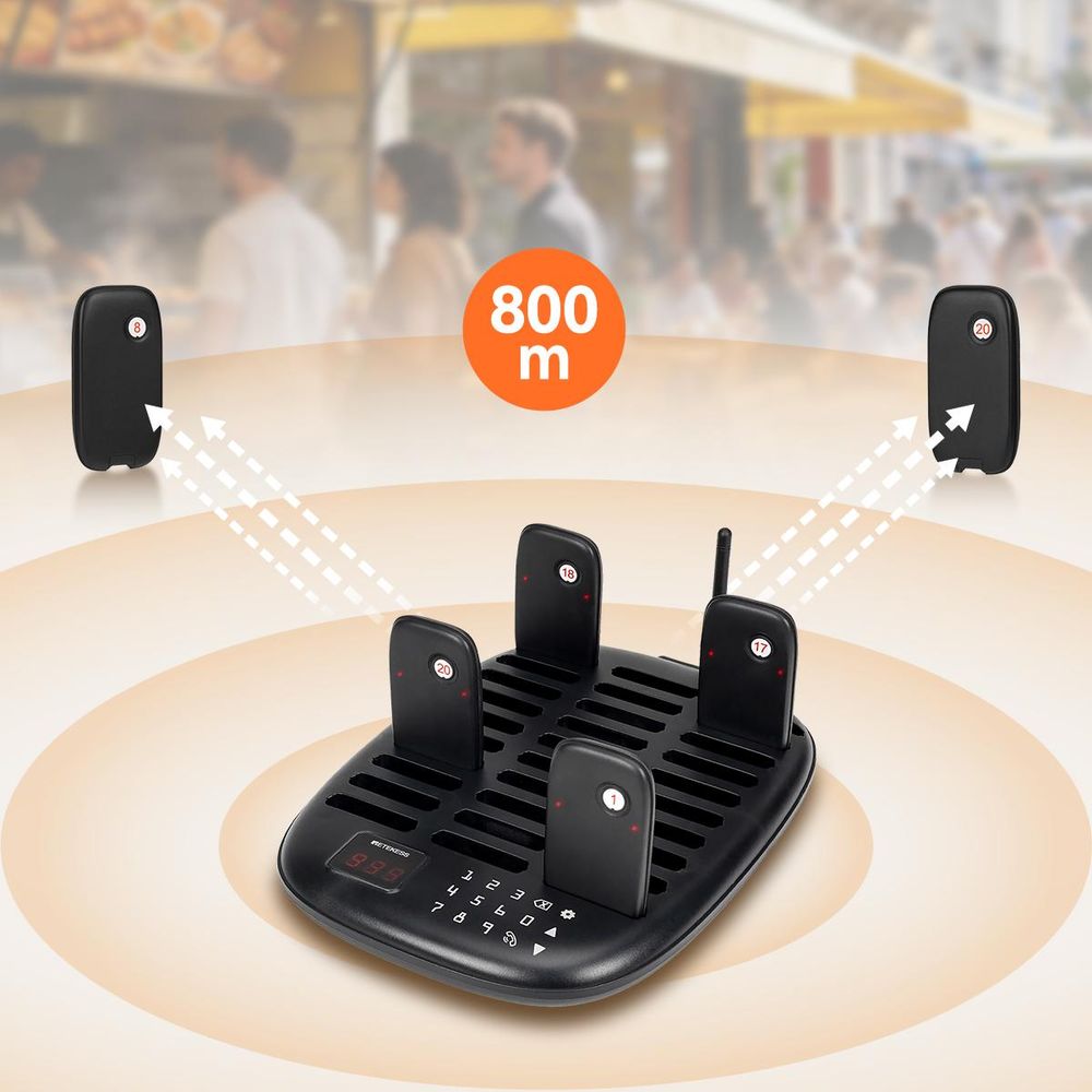 Retekess TD175P Restaurant-Pager-System, 30Pagers, 800M Pager Rufsystem, 7 Rufmod, Pager Pieper für Food Court, Café, Bar, Gastronomie,walkie talkie