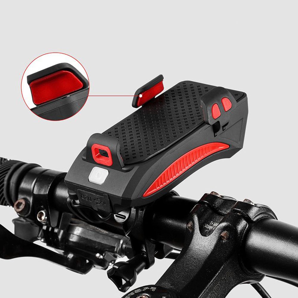 Fahrrad Handyhalterung mit LED Lampe Universal Bike Halterung Smartphone Lenker Halter für Handy Smartphone 360° Drehbar Schwarz Motorrad Scooter iPhone Samsung Retoo