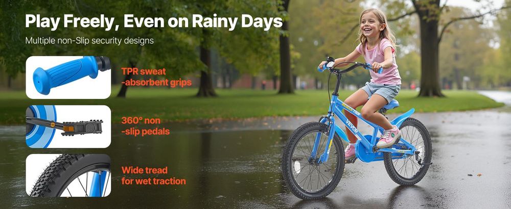 VEVOR Kinderfahrrad, 18 Zoll BMX-Stil-Fahrrad mit Stützrädern, empfohlene Kindergröße 110-140 cm, robust & einfach zu montieren, Kleinkinderfahrrad für Jungen & Mädchen zum Fahrradlernen, blau