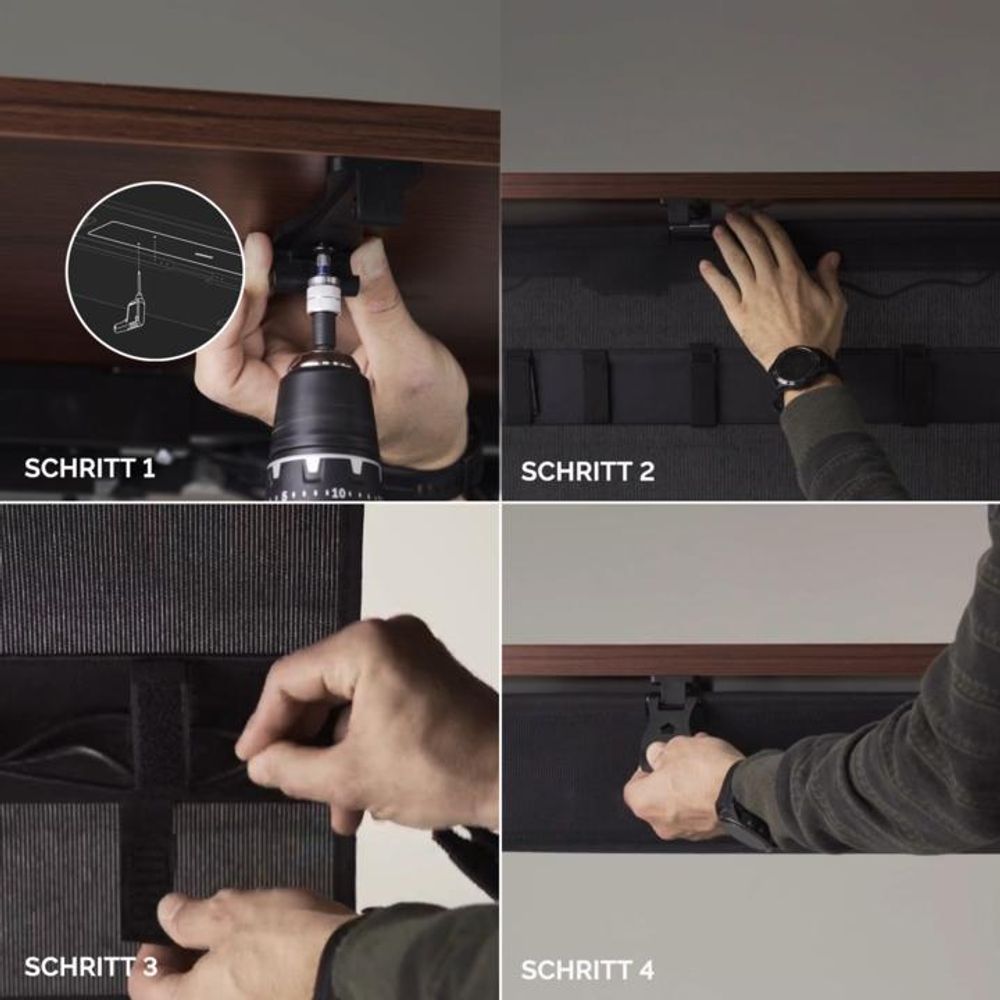 DESKSPACE® Kabelwanne Schreibtisch Kabelmanagement - Beidseitig Klappbarer Kabelkanal - Cable Organizer für den Schreibtisch - 94 cm (Schwarz)