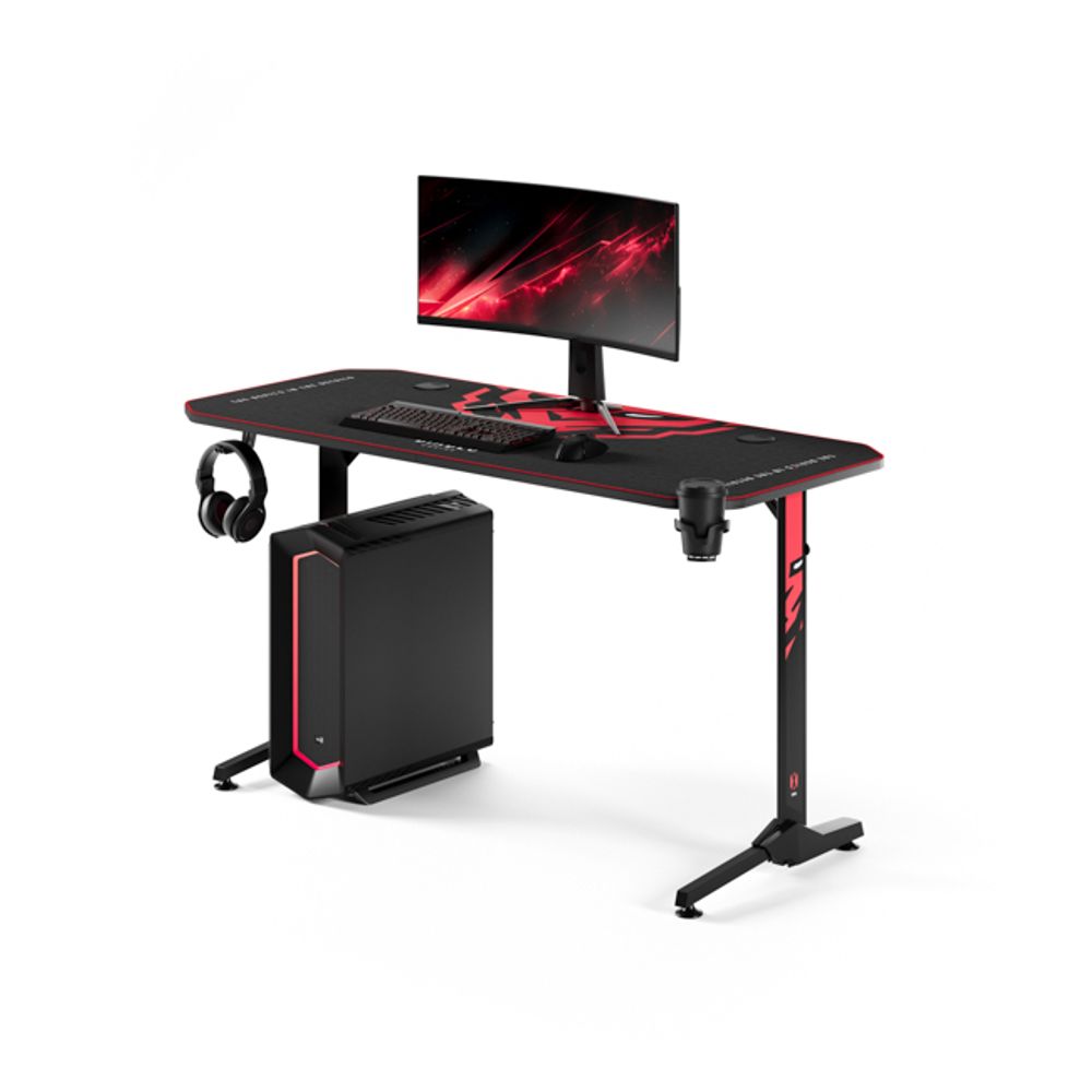 Diablo X-Mate 1400 Gaming Tisch Schreibtisch PC Computertisch schwarz Ergonomisch Tischplatte Kopfhörerhaken Getränkehalter 140 cm x 60 cm x 75 cm