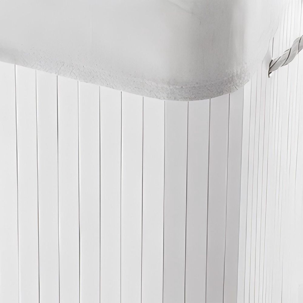 SONGMICS Wäschekorb, mit Deckel und Griffen, aus Bambus, 3 Fächern, 150 L, weiß