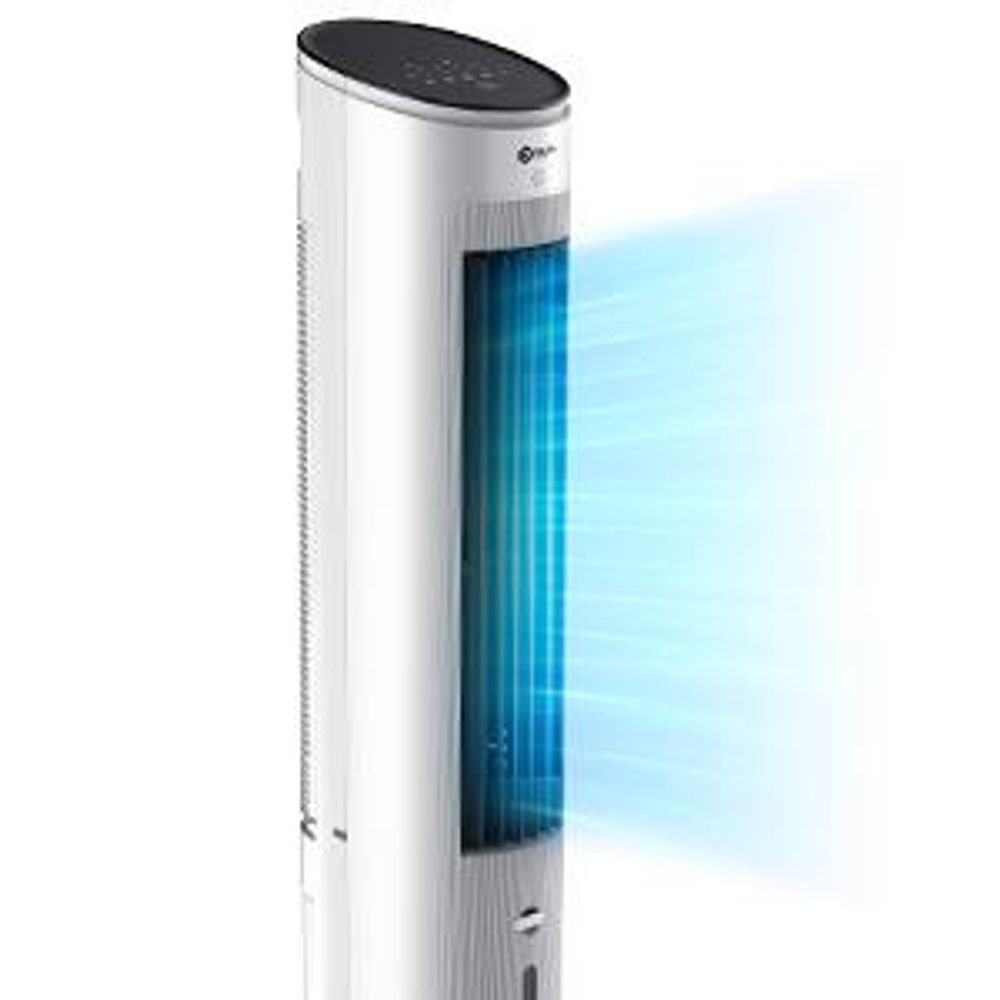 Balter 5in1 Turmventilator mit Fernbedienung, Leiser Standventilator, Wasserkühlung, Oszillation, Luftbefeuchter, Luftreiniger, Ionisator, Timer, weiß