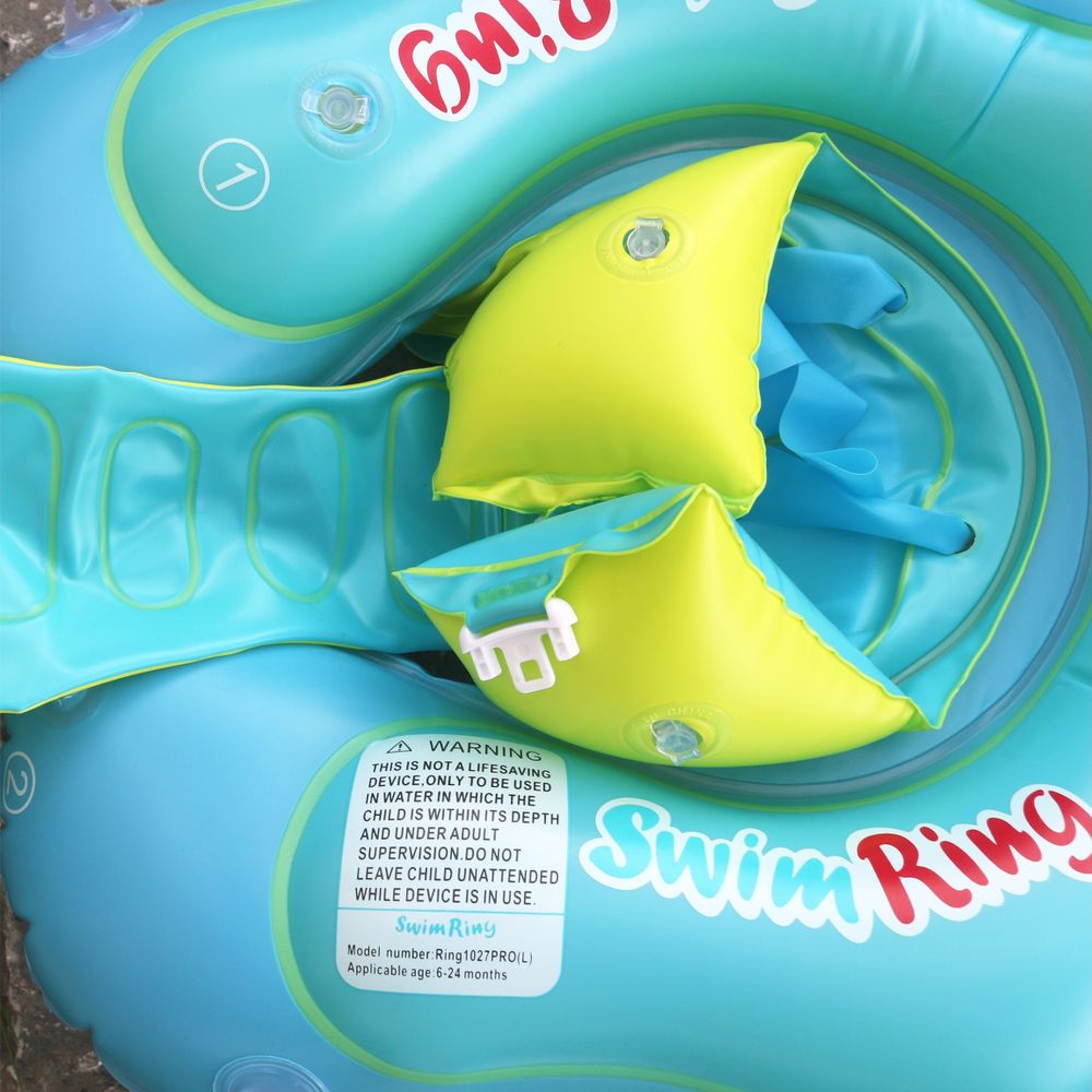 AUFBLASBARER SCHWIMMRING Boot für KINDER Sitzring mit DACH Pumpe – blau