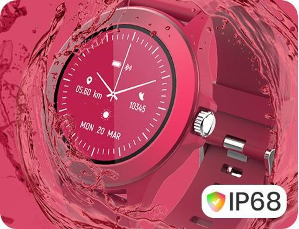 Forever Colorum CW-300 Smartwatch Tracker impermeabile IP68 Multi-Sport Funzione Bluetooth, Notifiche da App, Controllo Musica per Android iOS Magenta