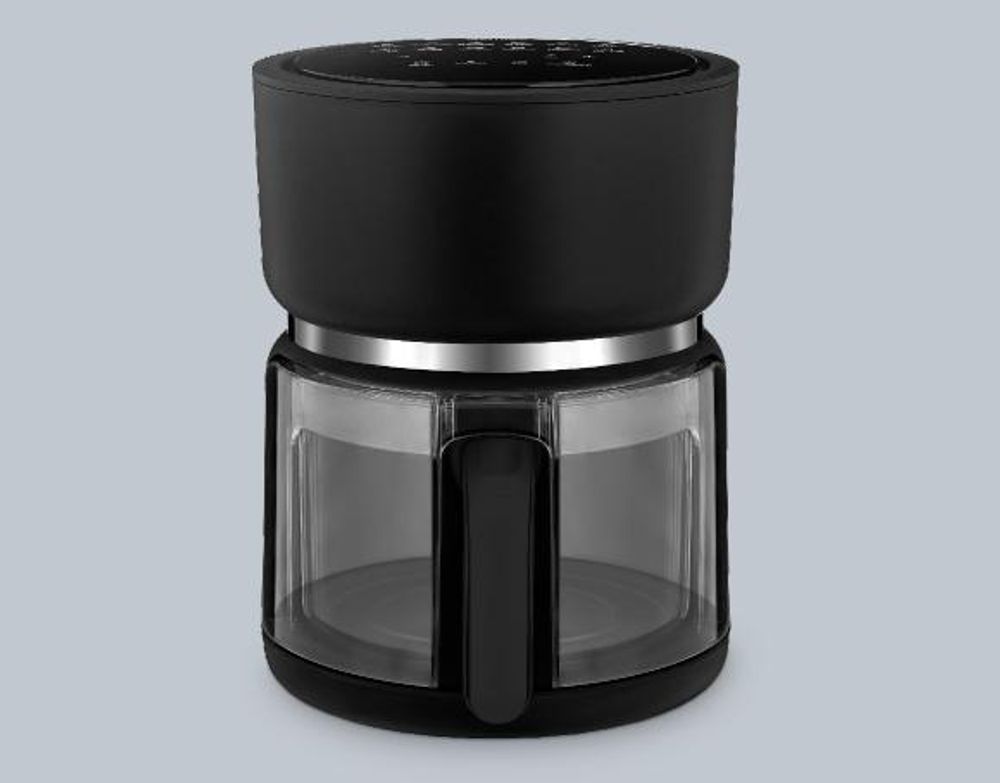 Frytkownica na gorące powietrze 4Swiss ABB-G24 Pure Glass 3L, biała, z szklaną szufladą, 1200 W, ekran dotykowy, bez tłuszczu, energooszczędna, można myć w zmywarce
