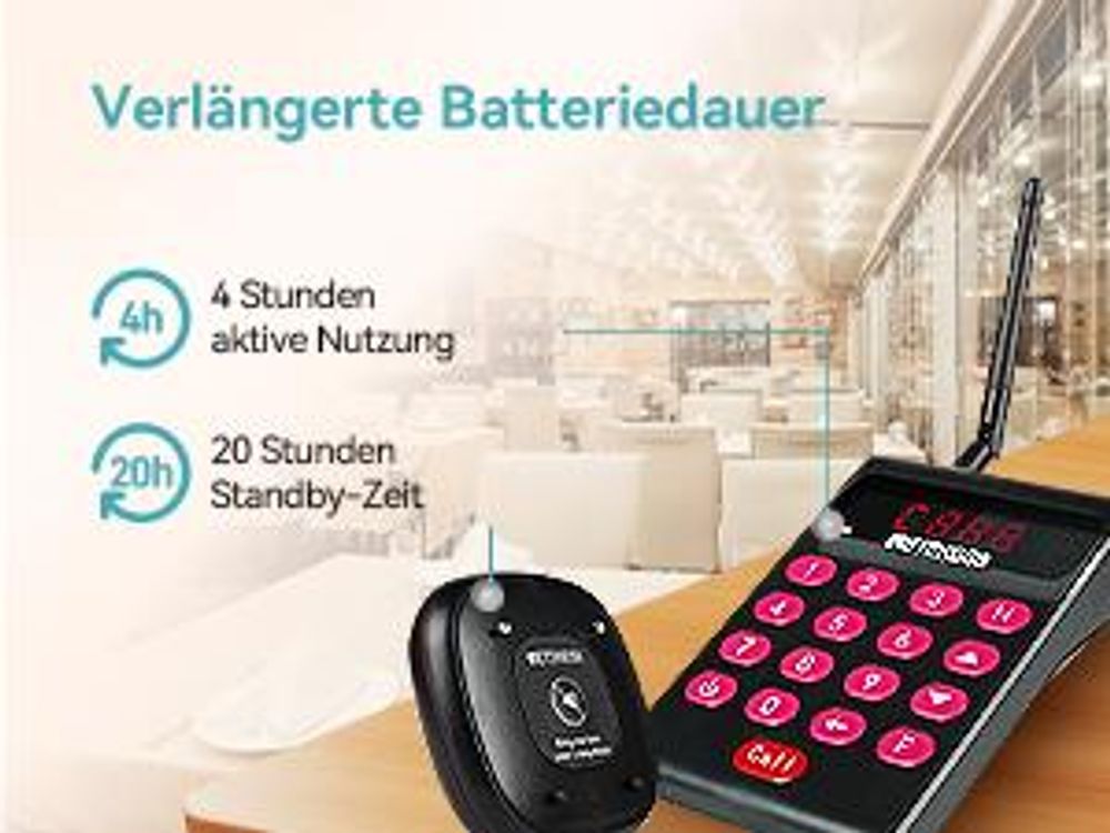 Retekess TD161 Restaurant Pager System, Pager Gastronomie, 500m, Leicht Einzurichten, Ausschalten mit Einem klick, für Hotels, Snacks, Bar (40 Pager)