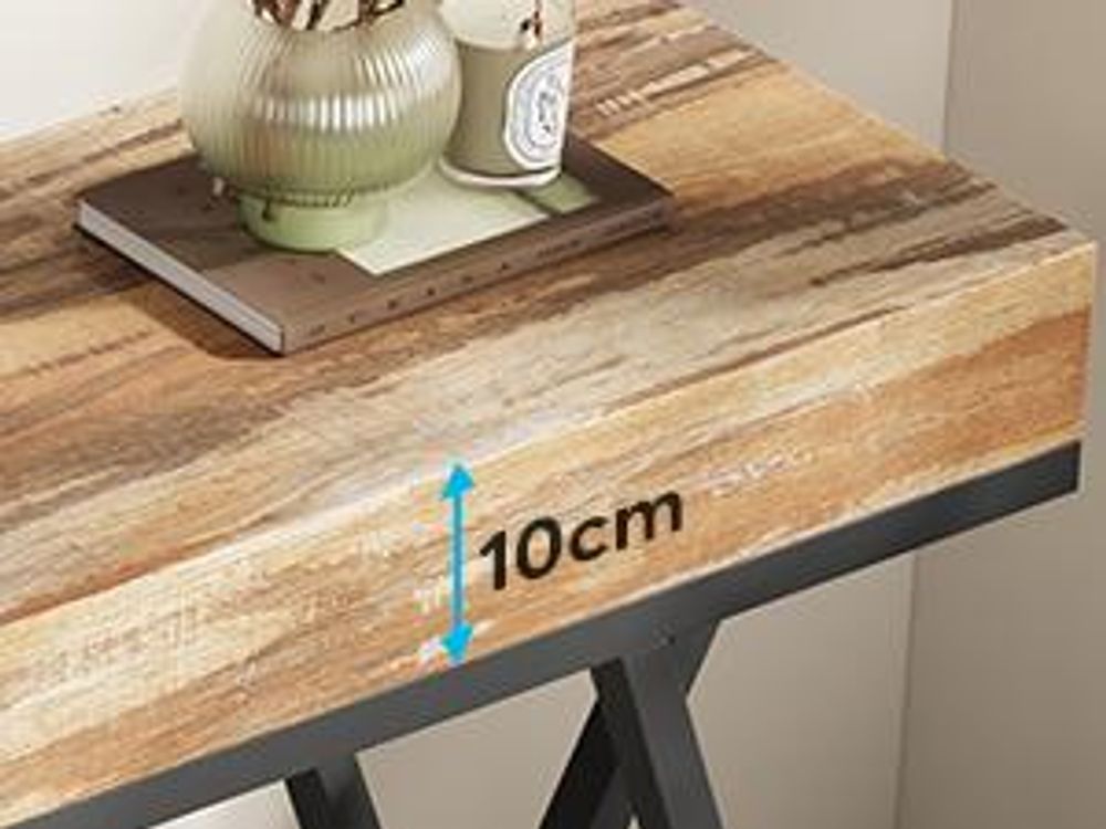 Tribesigns 140cm-Konsolentisch, Bauernhaus-Sofatisch, Holz-Eingangstisch mit einzigartigem Metallsockel, Kleiner Ausstellungstisch, Foyer-Tisch