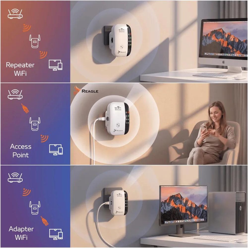 Reagle RYWS3 WiFi Repeater mit Repeater Access Point und WLAN Adapter Modus