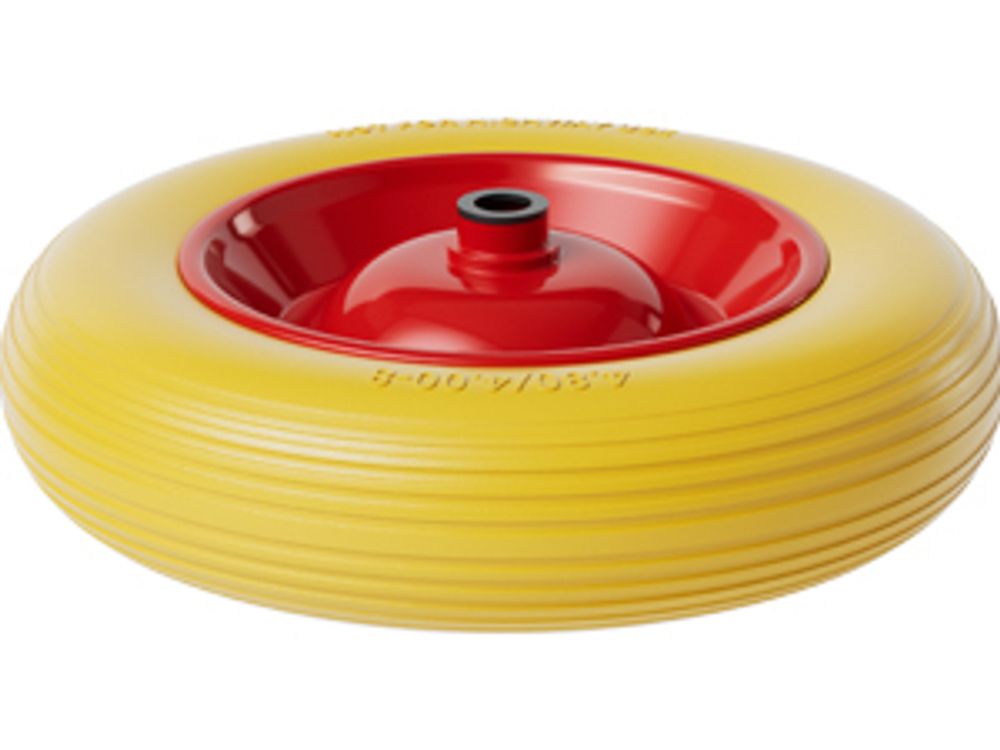 Wiltec Pannensicheres PolyurethanRad 3.50-8 80 x 370 mm 130 kg, Polyurethan Vollgummi Schubkarren Komplettrad mit Stahlfelge, Schubkarrenrad pannensicher