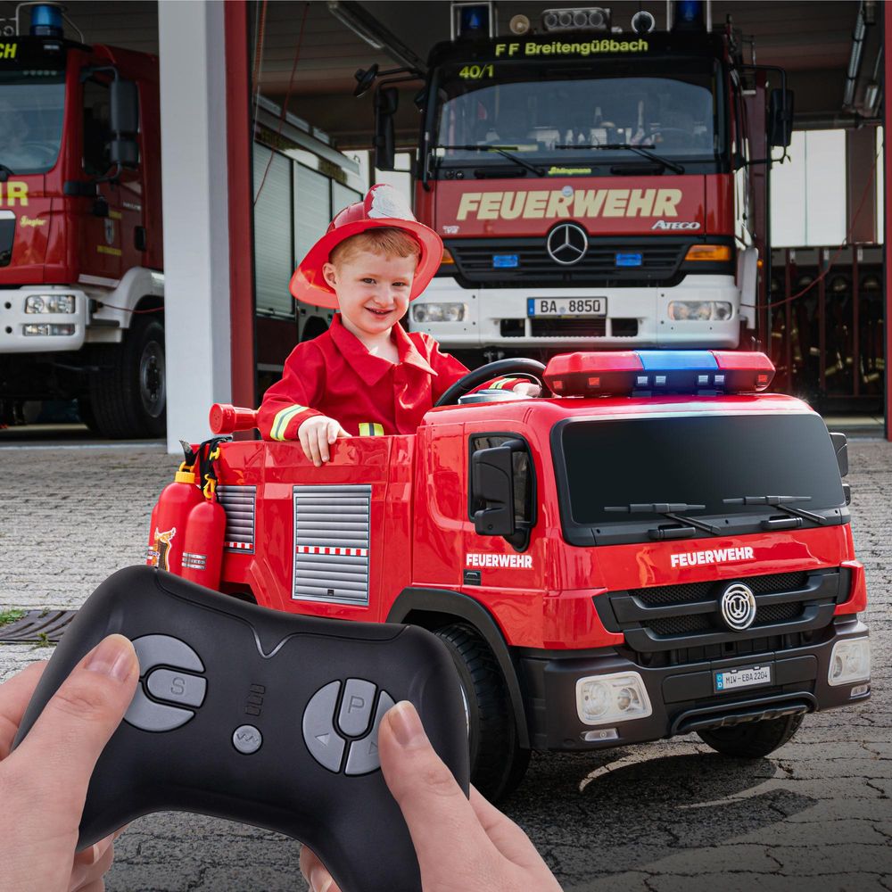 Actionbikes Motors Elektro Feuerwehr Auto| Feuerwehrauto Kinderauto - Bremsautomatik - Kinder Fahrzeug - Sirene & Blaulicht - Bluetooth - ab 3 Jahre