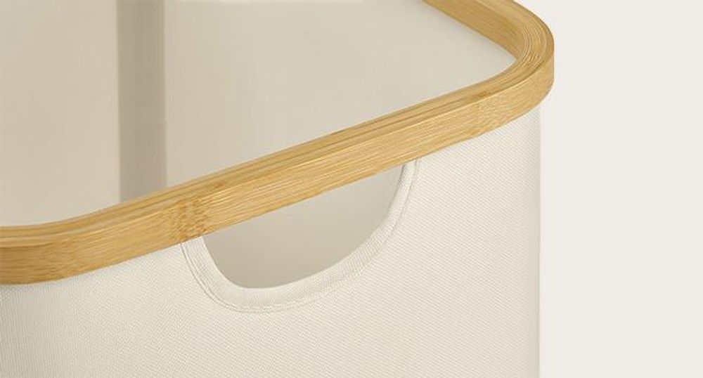 SONGMICS Wäschekorb mit Deckel, 130 L, herausnehmbarer Wäschesack,Griffe aus Bambus