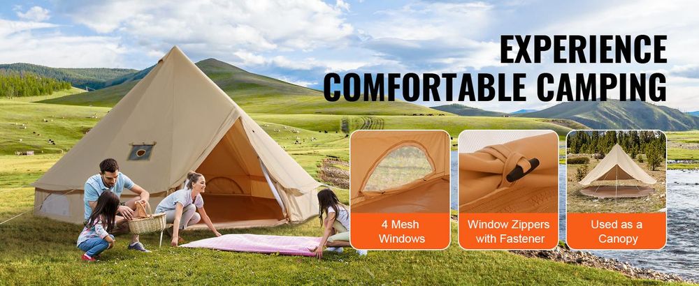 Zelt 5x3m mit PVC-Boden und 8 Fenstern für 8 Personen