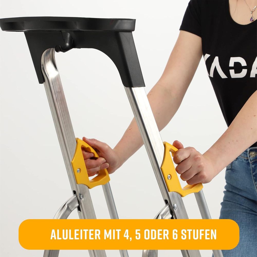 KADAX Alu-Leiter, "Bykle", 162 cm, Leiter mit Handlauf, 5 Stufen