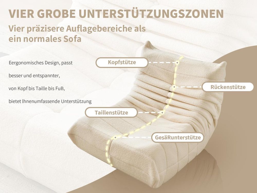 okwish Schlafsofas Relaxsessel mit Rückenlehne,Lazy Sofa,Indoor-Sitzkissen,faltbarer Meditationsstuhl,geeignet für Schlafzimmer, Wohnzimmer,Beige