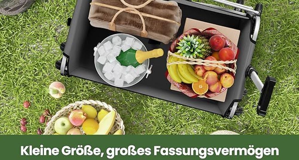 WOLTU Bollerwagen faltbar, mit Bremsen, Trolley, 80 kg belastbar : Dunkelgrau Farbe: Dunkelgrau