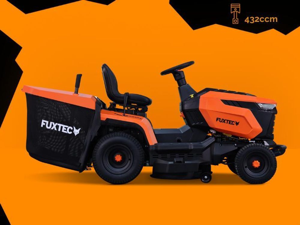 FUXTEC Rasentraktor FX-RMT84M | Aufsitzmäher mit 83cm Schnittbreite | 432ccm Hubraum | Schnitthöhenverstellung 30-90 mm| 280L Fangkorb