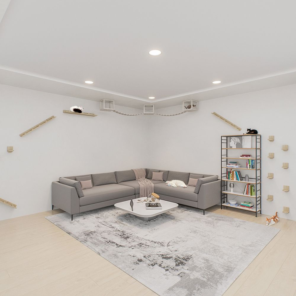 Ein voller Kletterwand-Set mit der Variante für Deckenmontage in Weiß
